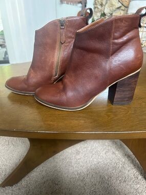 Prep your fall wardrobe! BP. Women's Brown Leather Block Heel Ankle Boots